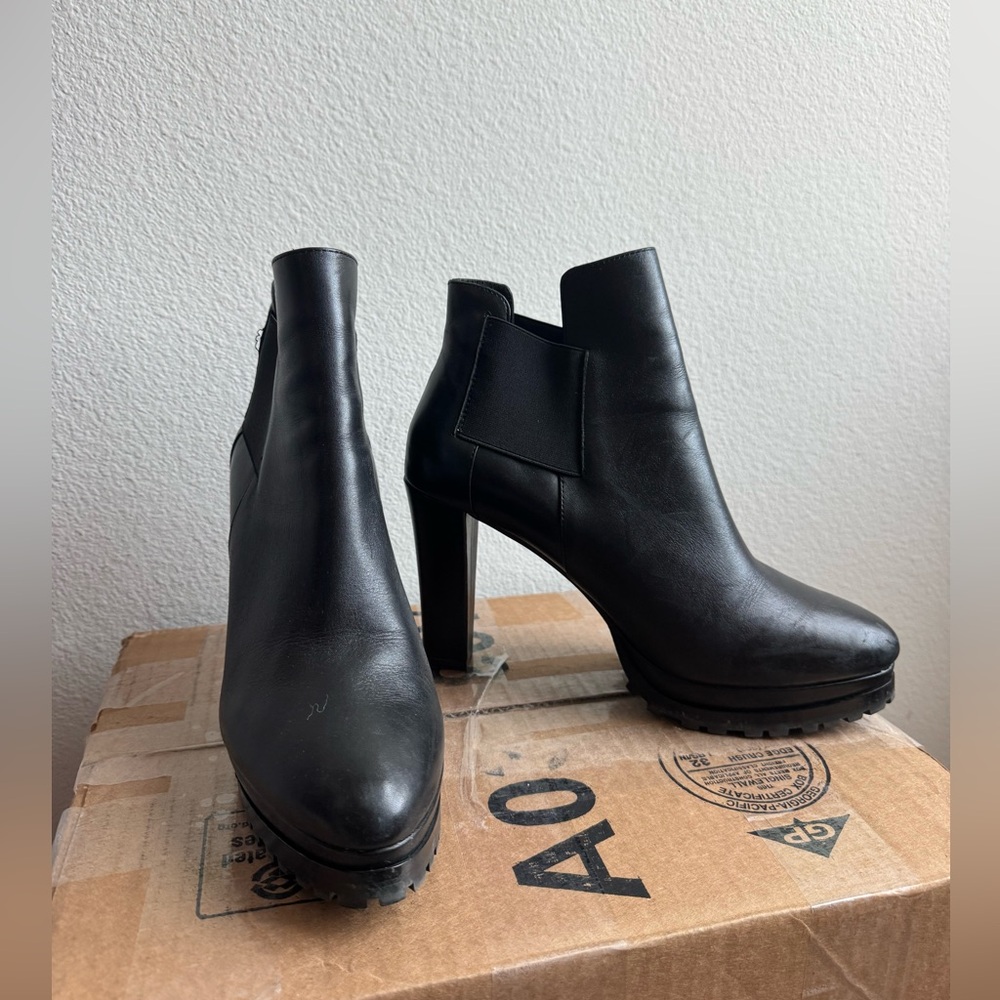 All Saints Black Sarris Leather Heel Booties women’s 41 - Picture 2 of 8